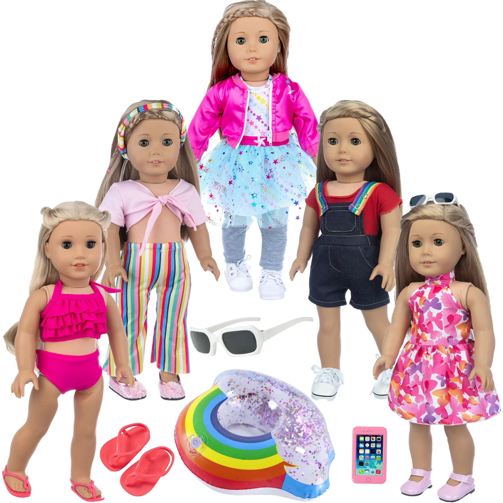 Amazon Hot Sale American Doll Girl 18 Inch beautiful dress accessories Baby Dolls Clothes