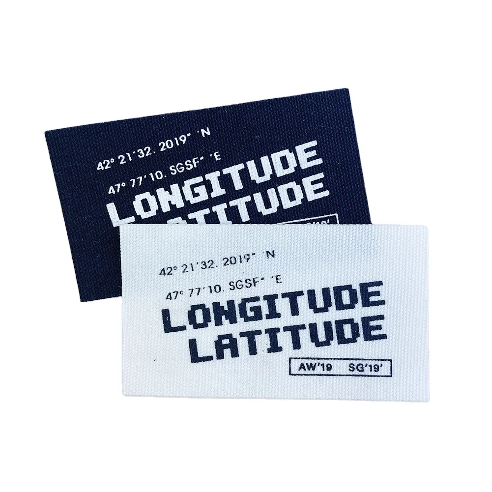 Custom Washable Cotton Fabric Print Serial Number Size Tags Labels and Stickers for Clothing Collar