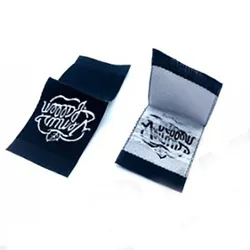 Customized woven label silk collar print garment care label cotton clothing tag knit patch label