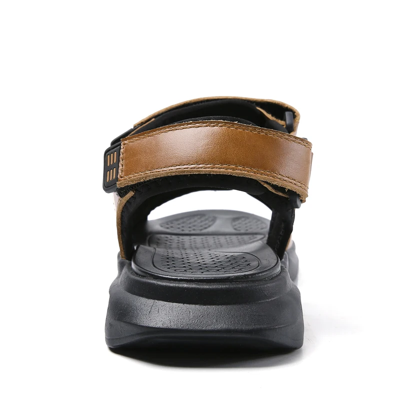 Мужские летние дышащие сандалии из натуральной кожи, новинка 2021