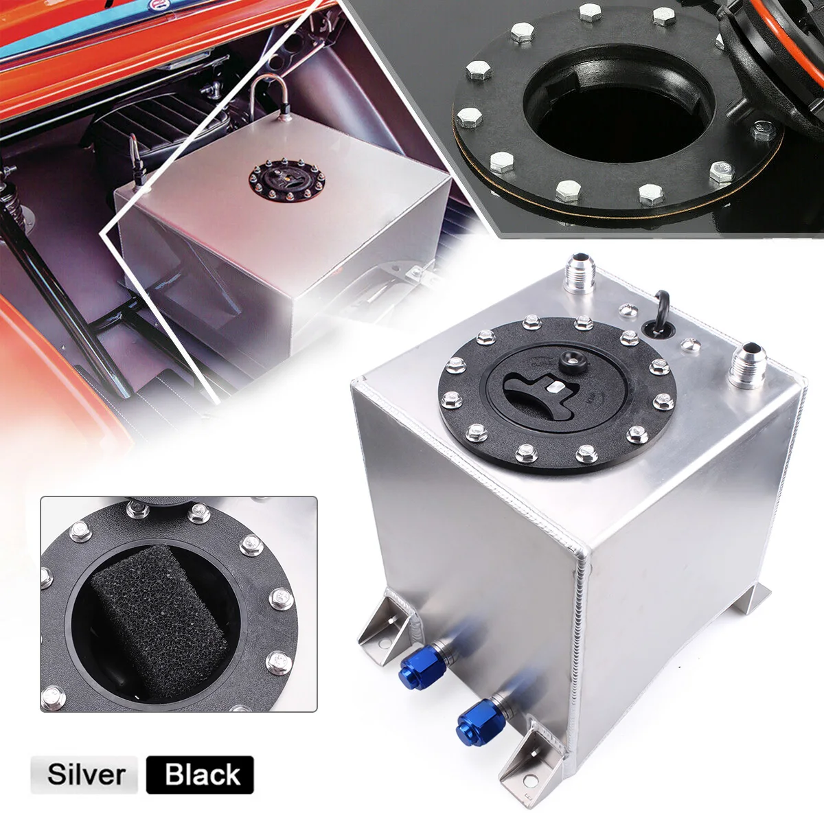 2.5 Gallon 10L Aluminum Race Drift Fuel Cell Tank Fuel Surge Tank With Sender