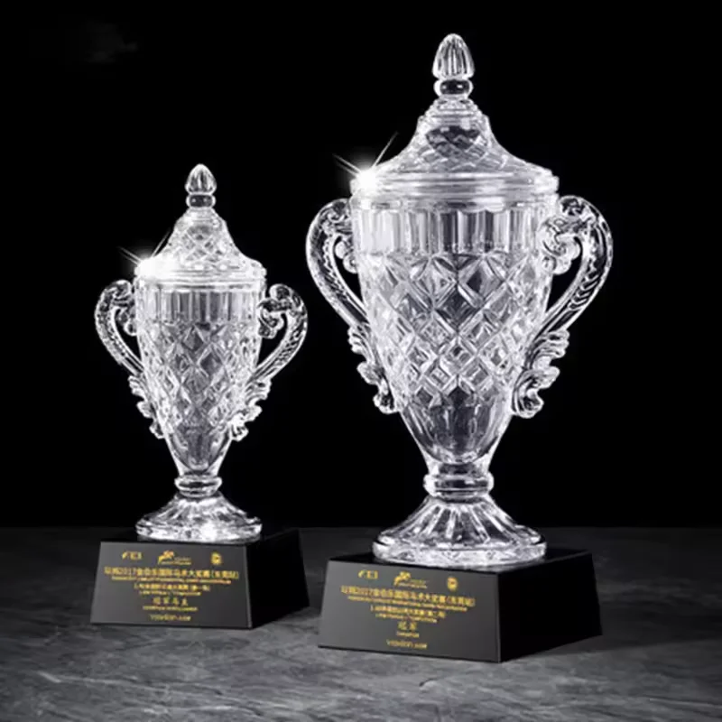 Wholesale Customized Shining Crystal Glass Cup Award And Trophy For Sports Champions