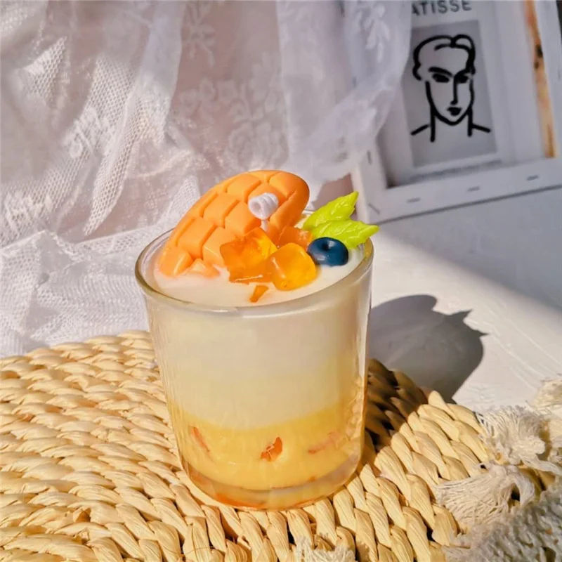 Hot sale Novelty ice Mango drink DIY soy wax scented candle for gift home decoration candle oil scents