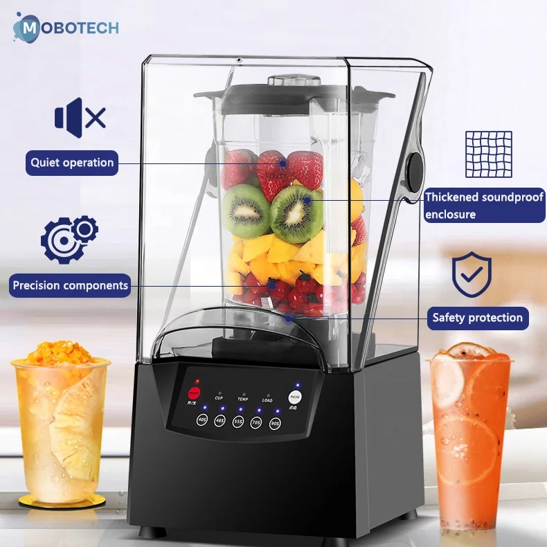 Commercial Juice Extractor Ice Crushers & Shavers Milk Tea Shop 6-Blade Knife Silent With Lid Smoothie Machine Blender