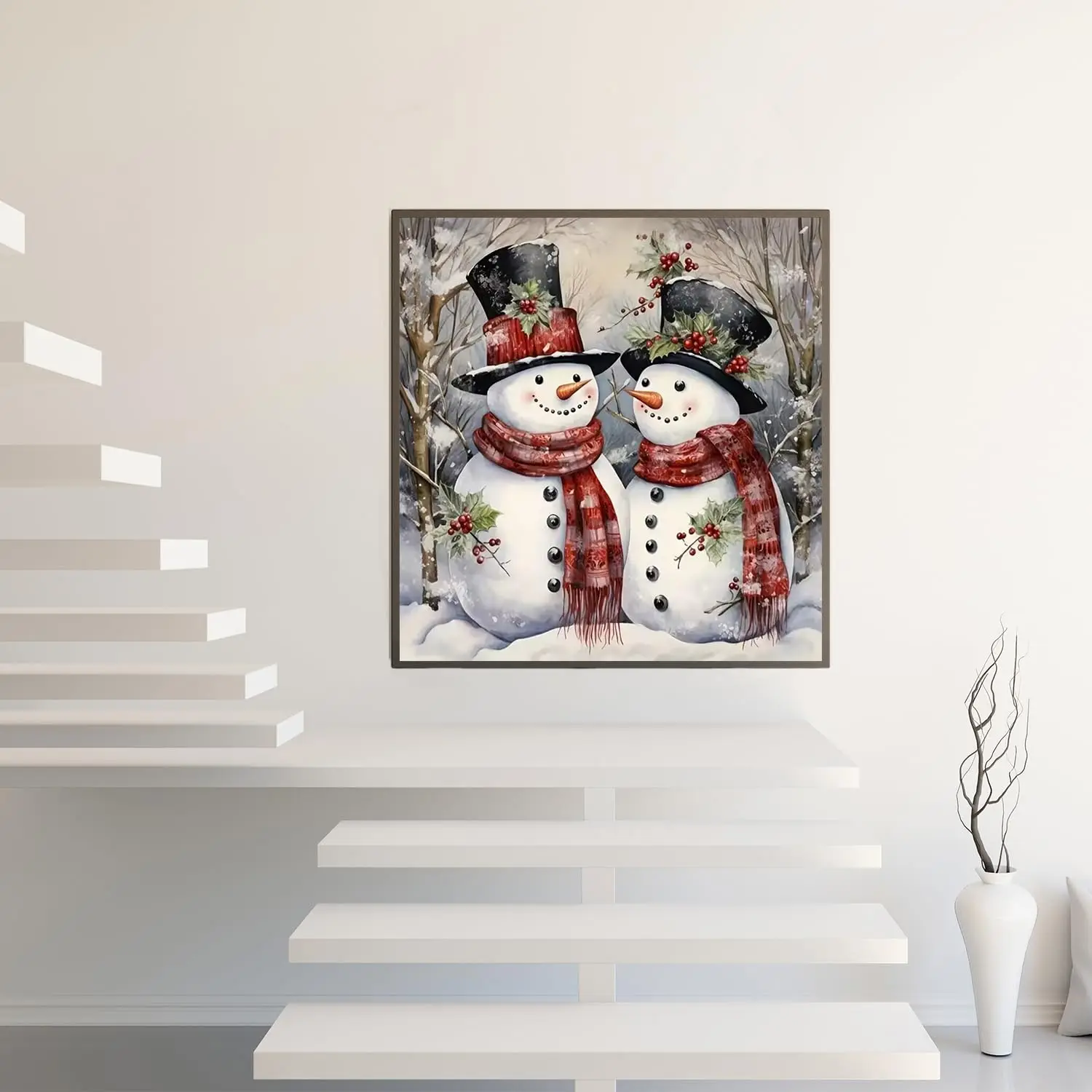5D Winter Christmas Diamond Painting Kits Winter Snowman Diamond Art DIY Full Round Drill Diamond Dot Gem Art Home Wall Decor