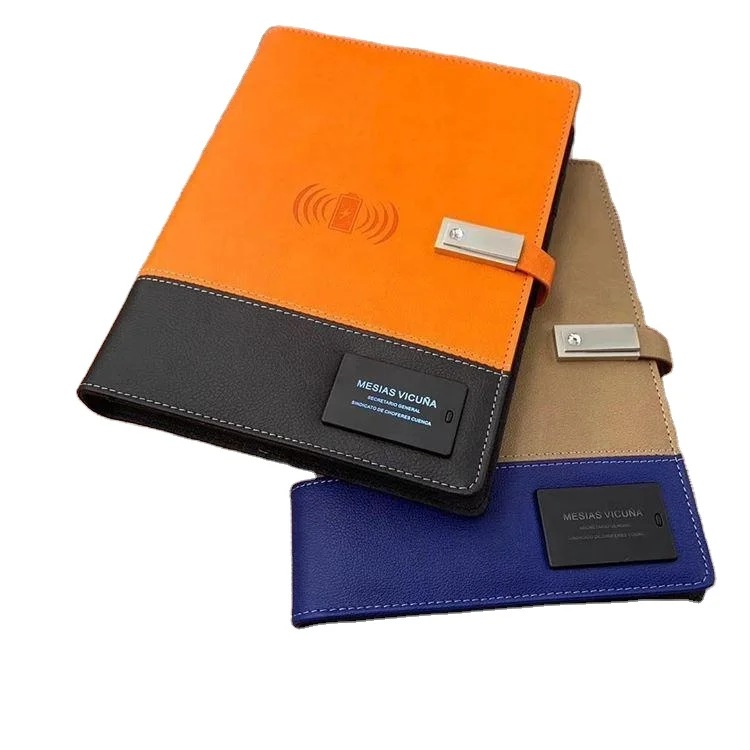 Custom Leather 8000mah 16gb Usb Powerbank Notebook Gift Leather Planner A5 Diary Leather Journal Custom Color 100