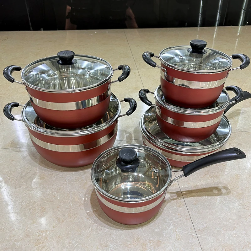 Factory Direct Kitchen soup pot Stainless Steel Cookware Sets Pots and Pans Non Stick Cooking Pot Set