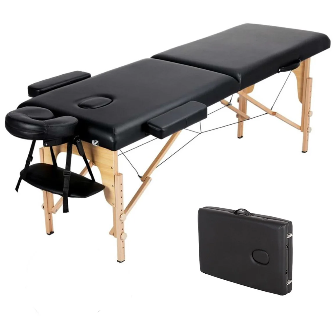 New Wooden Spa Bed Massage Table Adjustable Portable Folding Adjustable Height Massage Bed