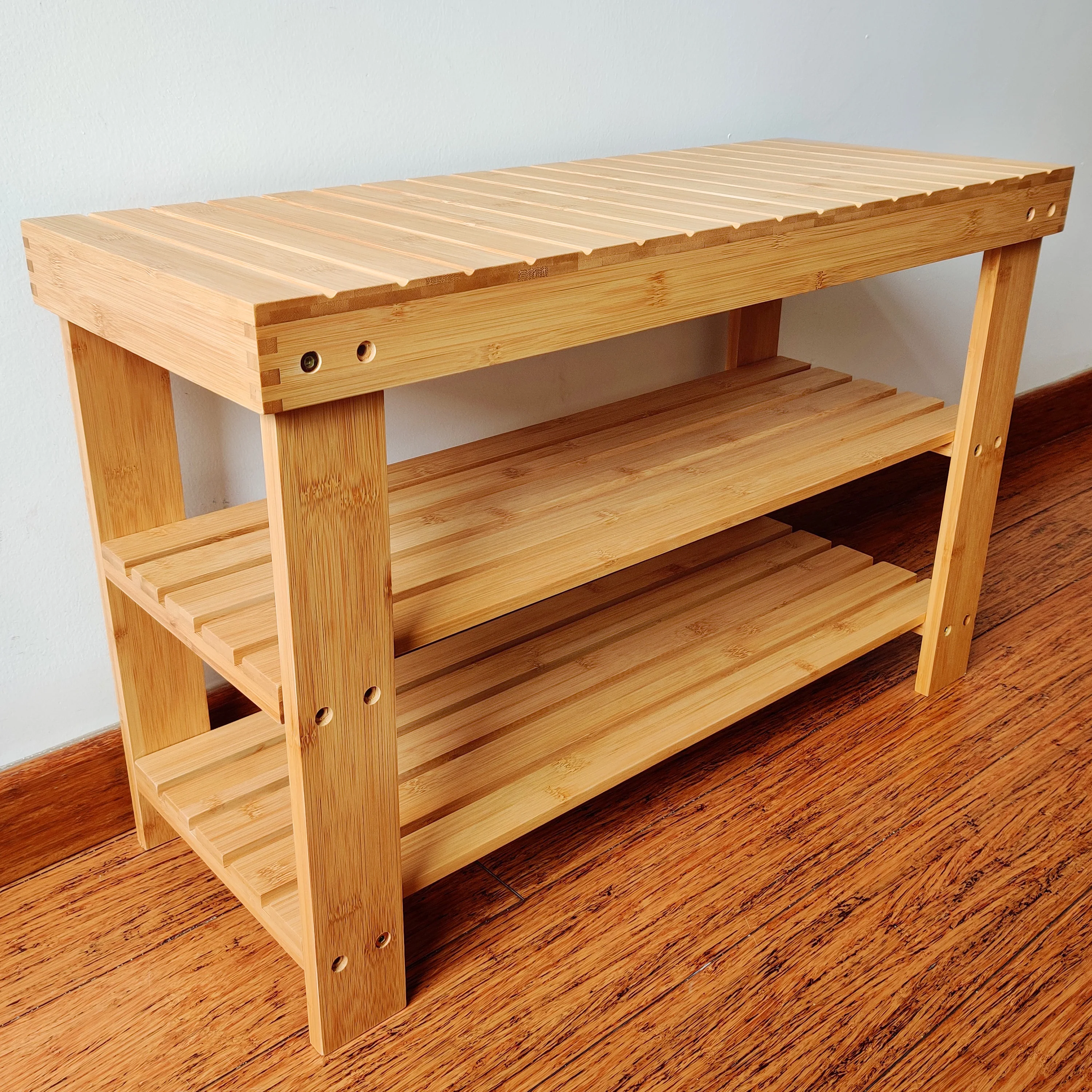 YCZM  Wholesale Renewable Bamboo 3 Tier Shoe Shelve Display Rack Stand Shoe Rack Display Stand