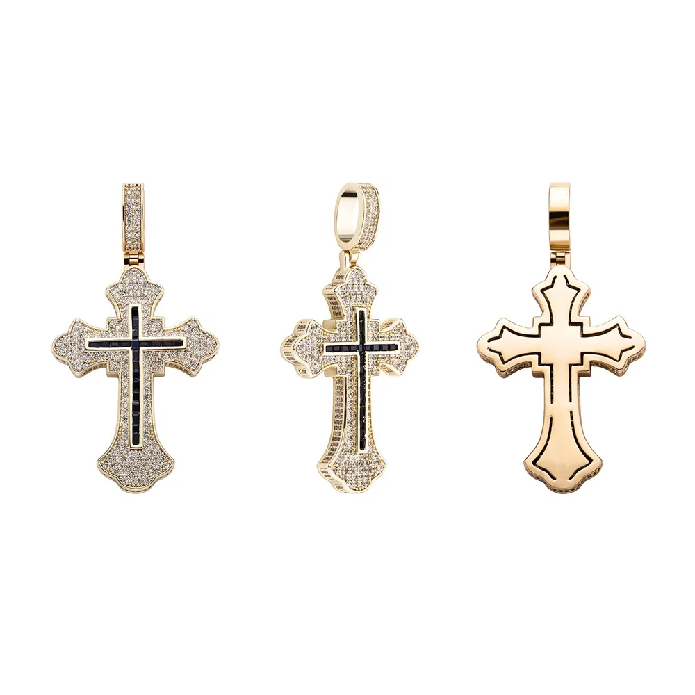 Mister Jewelry Luxury Iced Out Baguette Jesus Cross Statue Charm Pendant Necklace