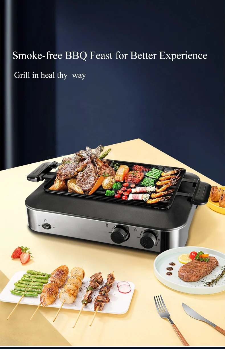 Multi-functional Nonstick Rotisserie Indoor BBQ Grill guangdong barbecue grill Electric Griddles Smokeless Barbecue Electric BBQ