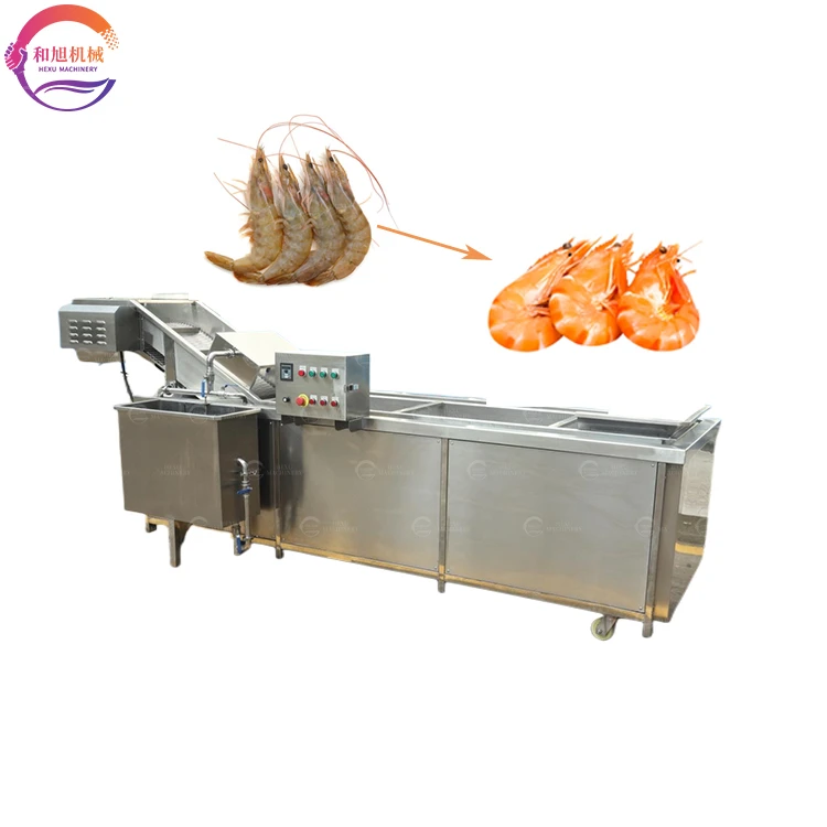 Automatic Seafood Processing Machine Shrimp Steam Cooking Blanching Machine