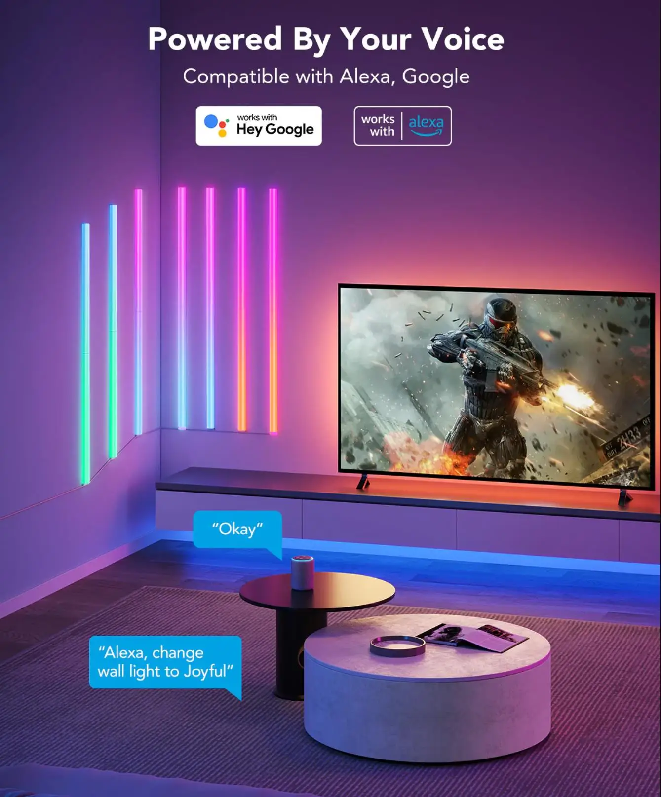 New design gaming room decor holiday indoor lighting colour changing rgb Smart led tube light bar