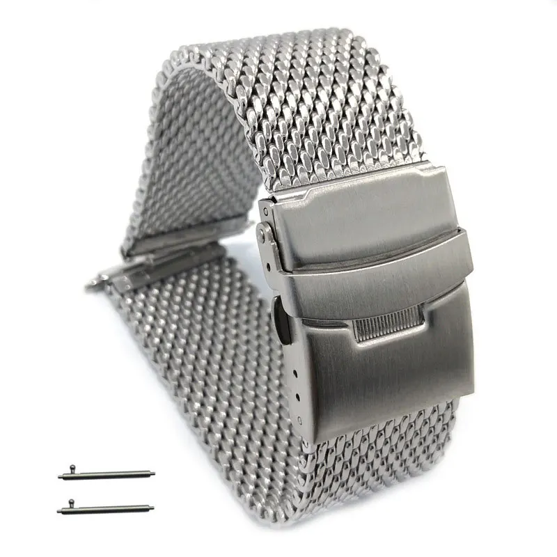 Quick release frosted brushed 20mm 1.0 thick cool shark net band milanese mesh steel watch strap