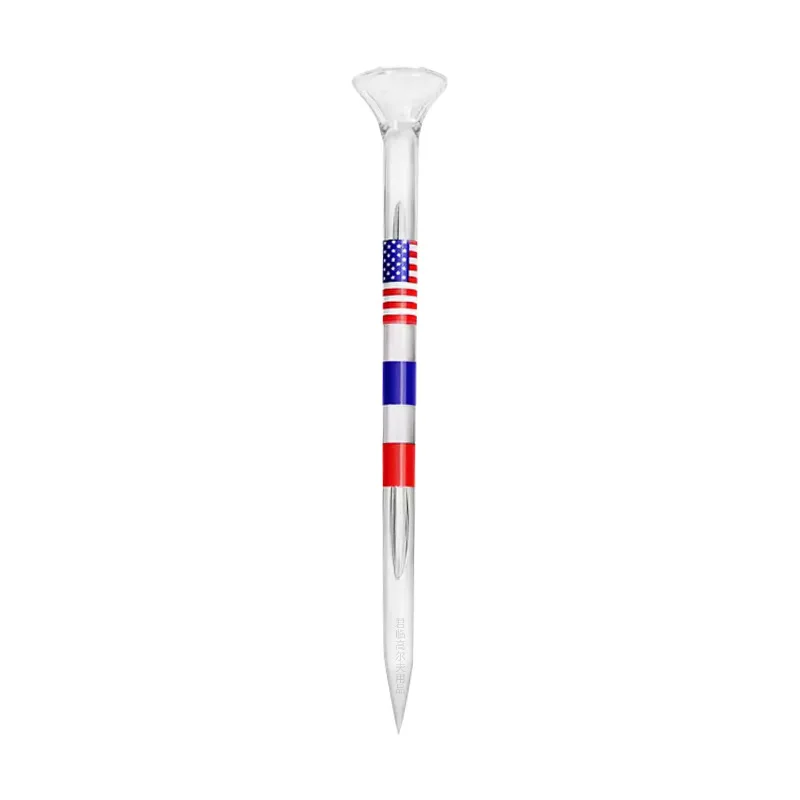 Golf Accessories USA Flag Golf Tees Transparent Reduce Friction Long 83mm Plastic Golf Tees with Big Cup