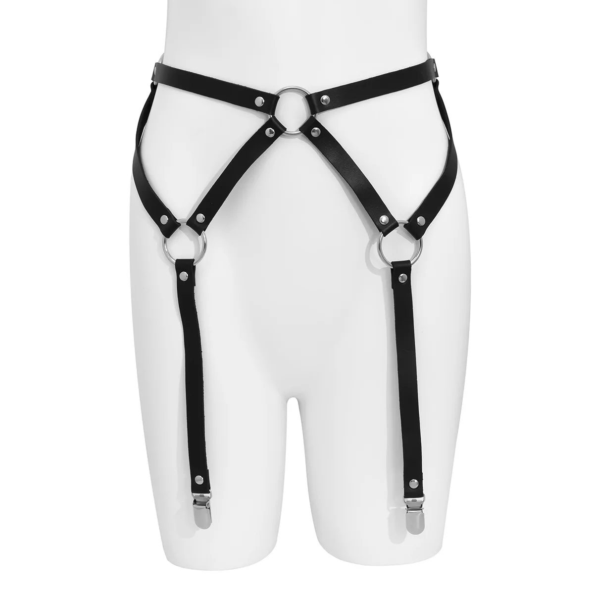 VLE Сексуальное Черное женское кожаная портупея подвязки Фетиш подвязка