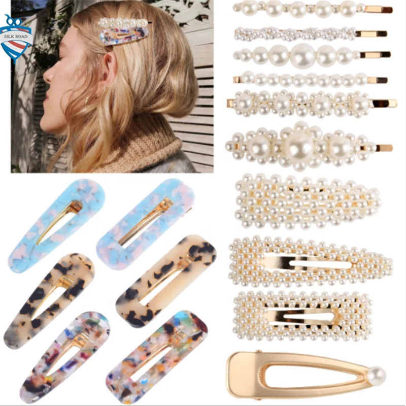 Newest Design Luxury Imitations Pearl Hair Clips Round Shape Square Shape Triangle Shape Star Pearl Hairpin Hair Clips