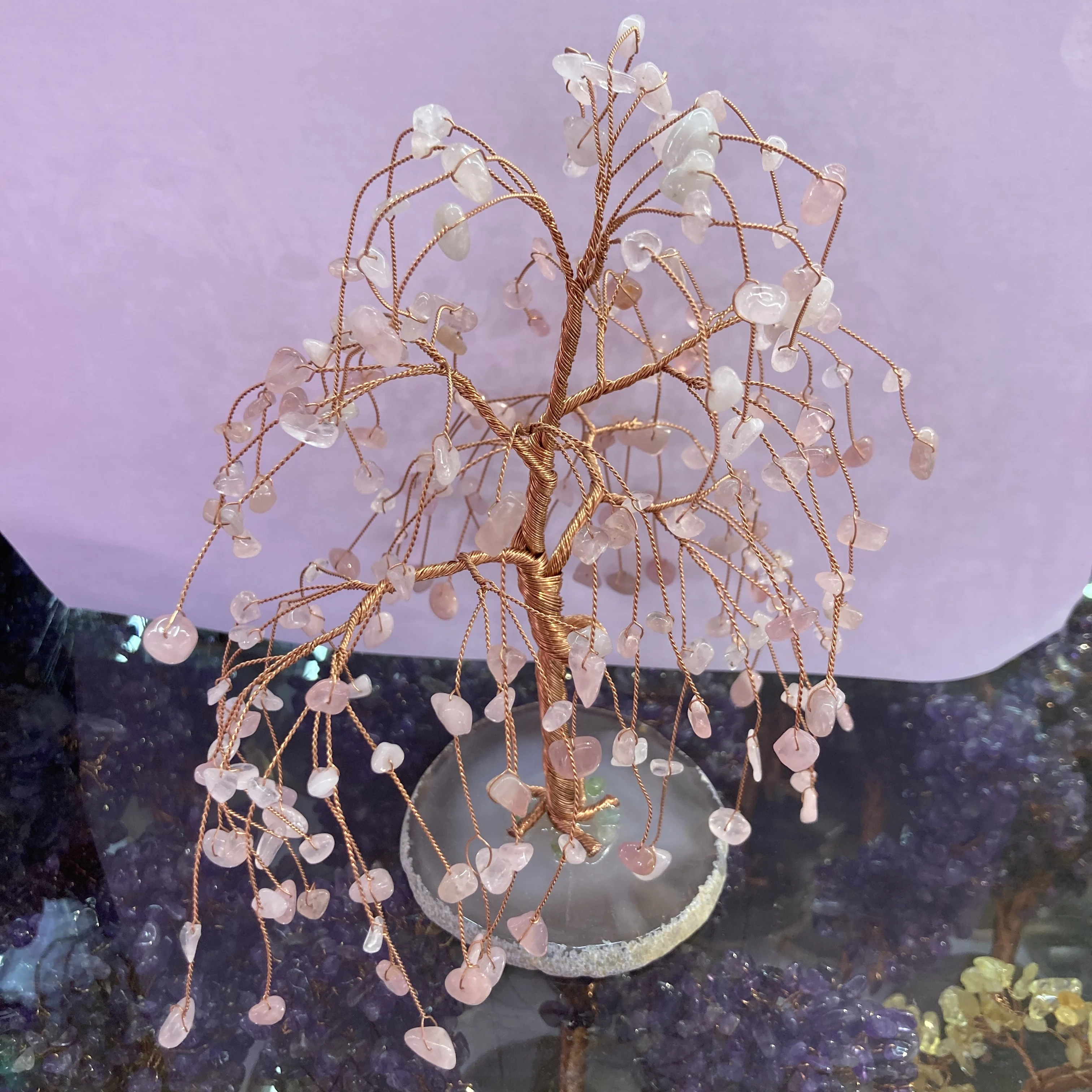 Natural gem money Lucky tree Christmas stone decoration natural art crystal craft