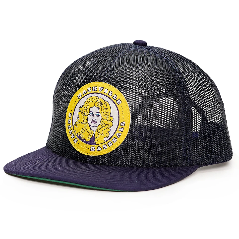 Mesh 6 panel snapback trucker cap  circle woven label patch hat Custom logo wholesale