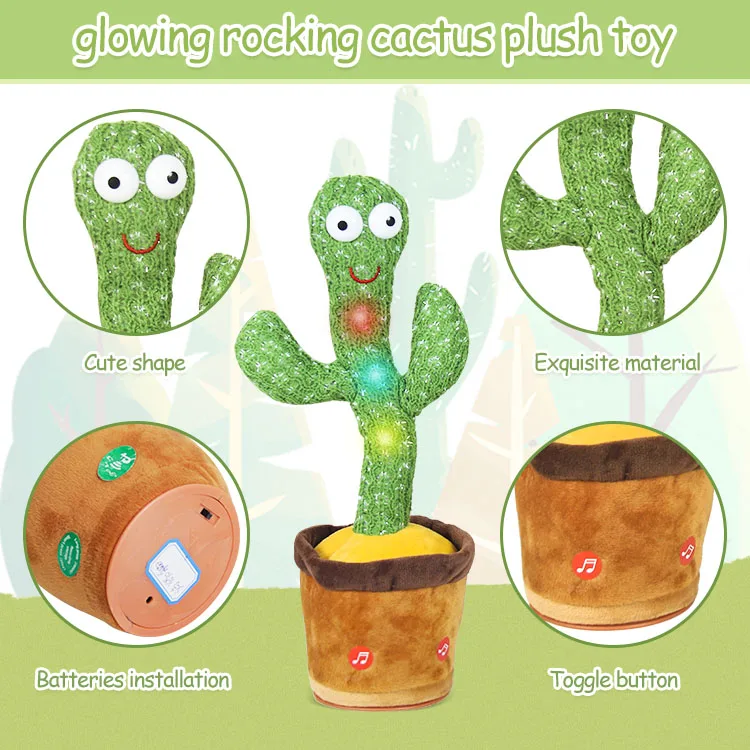 Wholesale Artificial New Dancing Stuffed Kid Toys Cactus Repeats What You Say