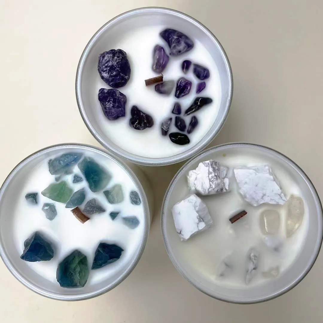 Scented Candles Aromatherapy Relaxation Soy Wax Candles  Custom Private Label Luxury Natural Crystal I Scented Soy Candle