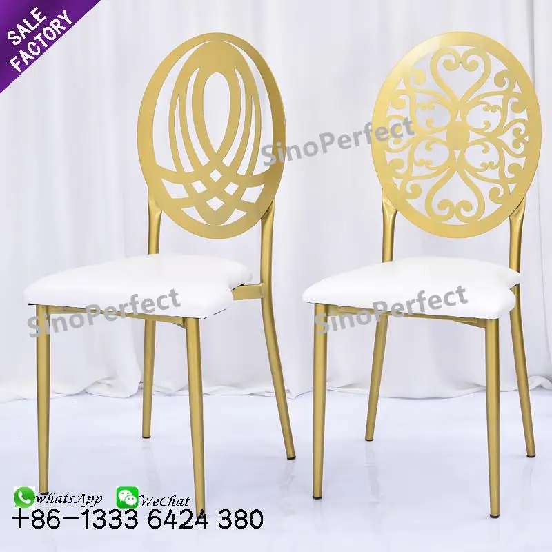 Wholesale Round Back Bow Luxury Golden Stackabl Gold Cross Back Wedding Chairs For Event