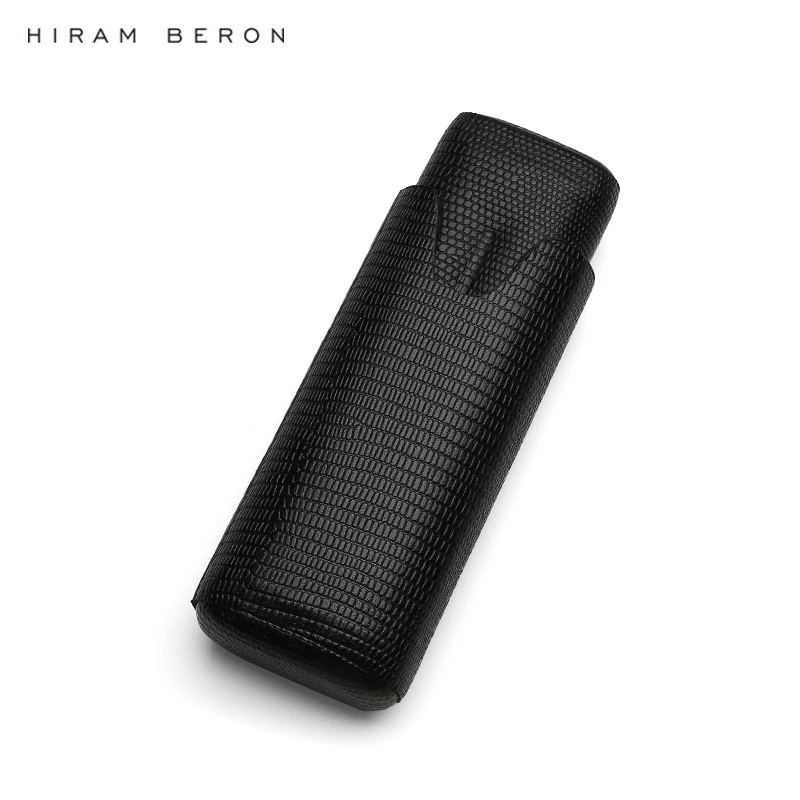 High Quality Portable Genuine Leather Cigar Box Travel Humidor Holder 2 Tube Cigar Case leather Wholesale