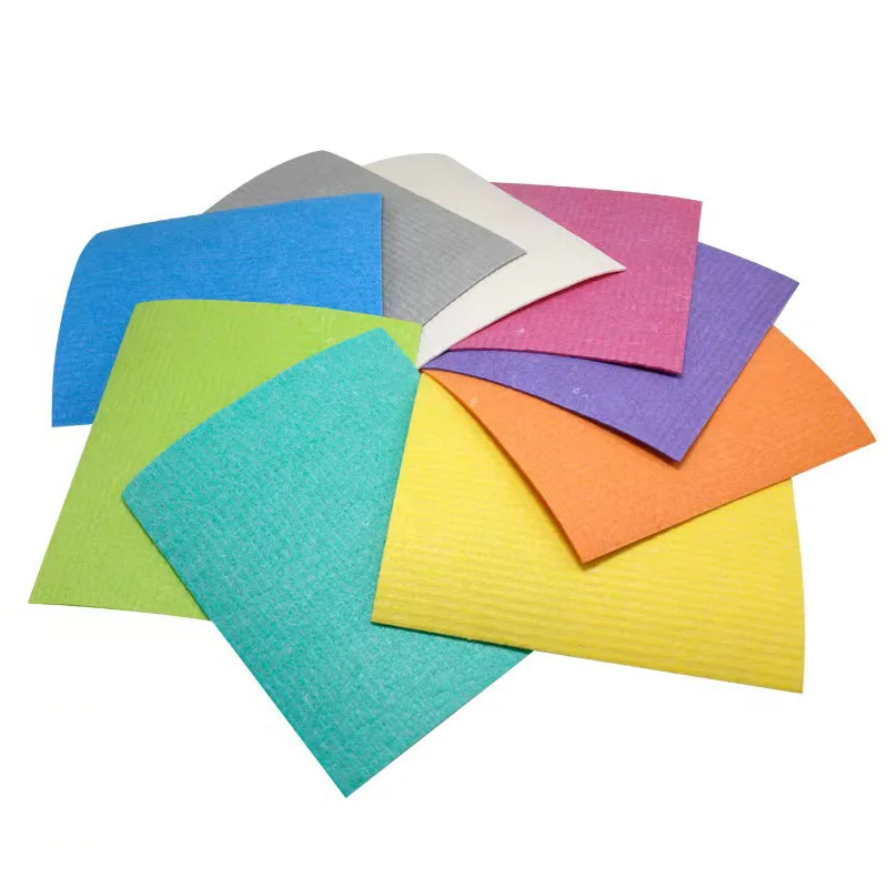 Natural Colorful Wood Pulp Cotton Dishcloth Kitchen Cleaning Cloths with Colorful Sponge Cloth Eco-Friendly Cellulose Rags