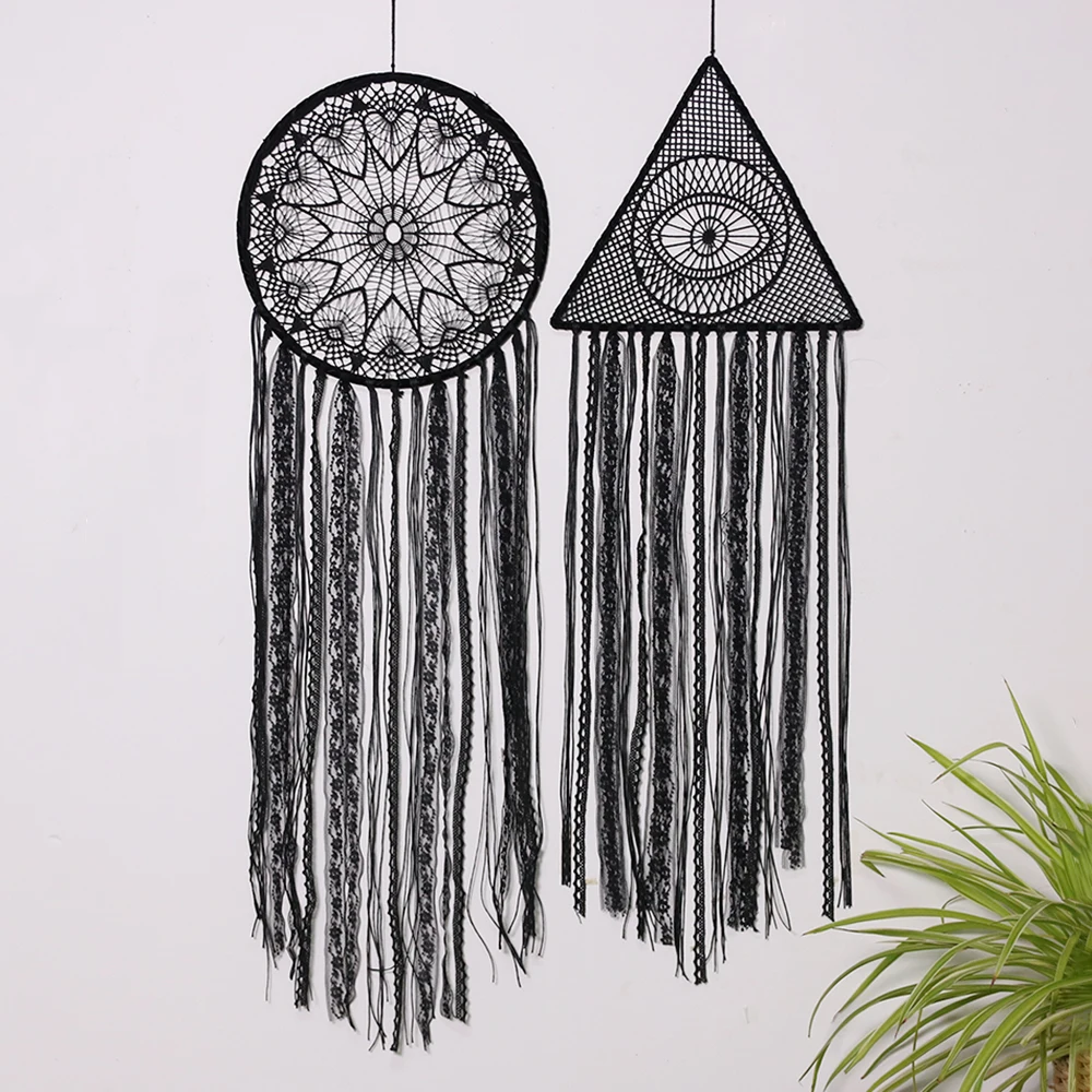 Artilady black DIY Dreamcatcher Triangle and round dream catcher home decor evil eye wall hanging