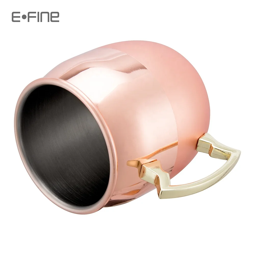 EFINE Factory Price Solid Copper Moscow Mule Beer Mug Stainless Steel Cocktail Cups in Bar