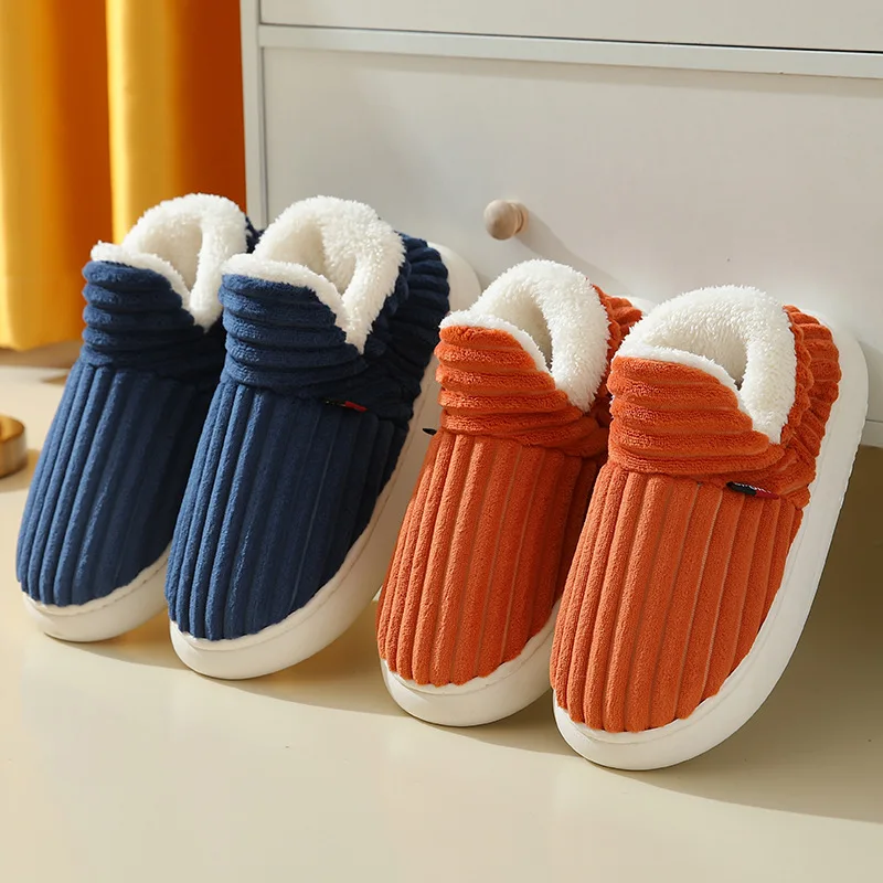 Full package with cotton shoes winter with velvet stepping poo feeling thick sole female indoor household warm cotton shoes