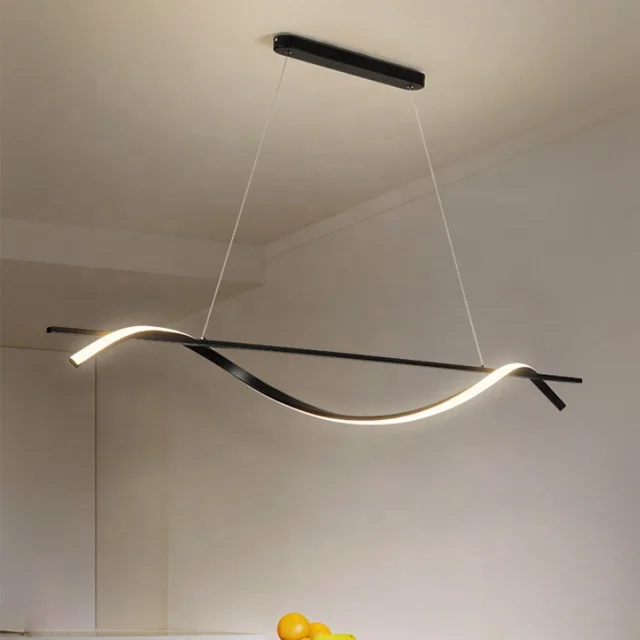 Modern Decorative Iron Home Hotel Personality Linear Creative Hanging Hanging Lde Dimmable Pendent Chandelier Pendant Light
