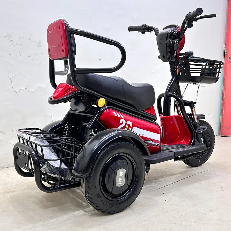 Three-Wheel Electric Passenger Trike for Adults 48V Solar Motorcycle Fat Tire Open Body Cargo Use 3-Wheel Electric Motorcycle