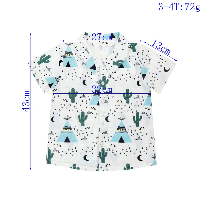 
2019 summer short sleeve baby t shirt Cartoon castle and cactus baby shirts & tops turn-down collar custom shirt for baby 