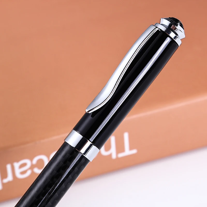 Heavy Luxury Business Custom Logo Carbon Fiber Metal Ballpoint Pen  Laser Engraving Logo For Office Gifts