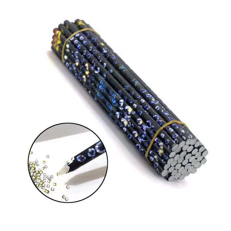 Factory Price DIY Diamond Nail Art Dual-ended Dotting Wax Head Pick Up Rhinestone Dual Picker Pencil Nail Art Pen