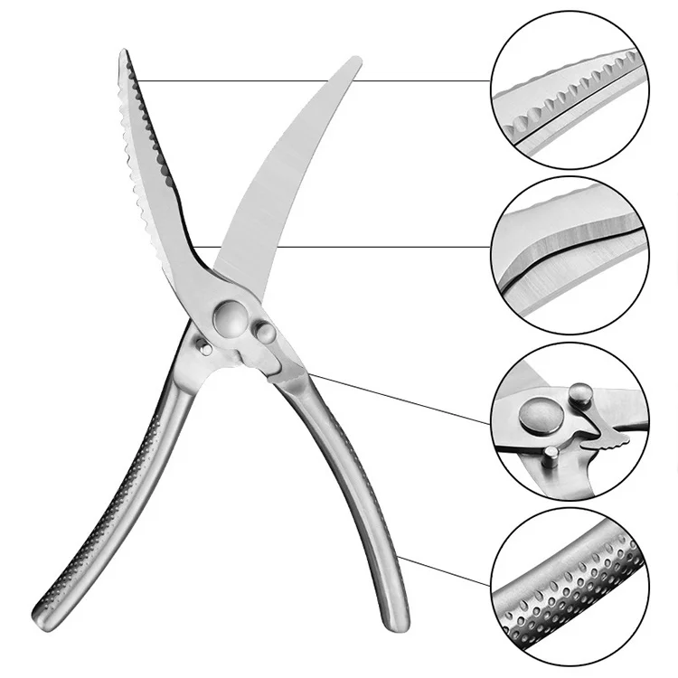 Kitchen Scissors Stainless Steel Kitchen Multifunction  Scissors Kitchen Bone Scissors
