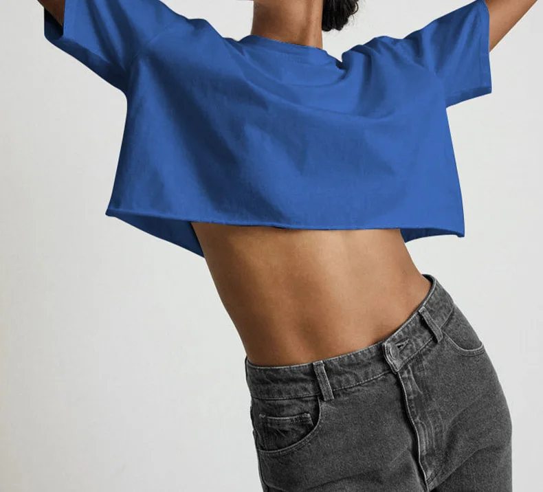 Summer Custom Ladies Sexy Crop Top Solid Color Front Opening Sports Gym Crop Top Tee For Women Casual Streetwearomen