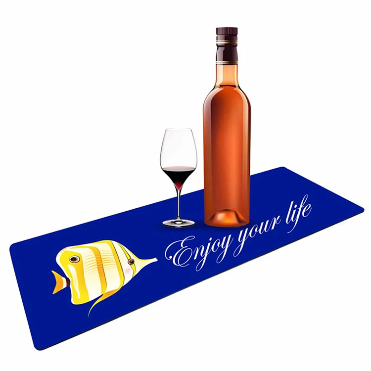 Tigerwings Service spill mat Elastic bartenders rubber cocktail non-slip coffee bar grey glass drying suitable for restaurant