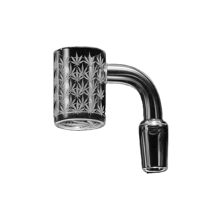 
Own-brand logo Welcome Flat top Clear frosted quartz Banger 14mm male pattern design Engraved Banger quartz Smoking nail set 