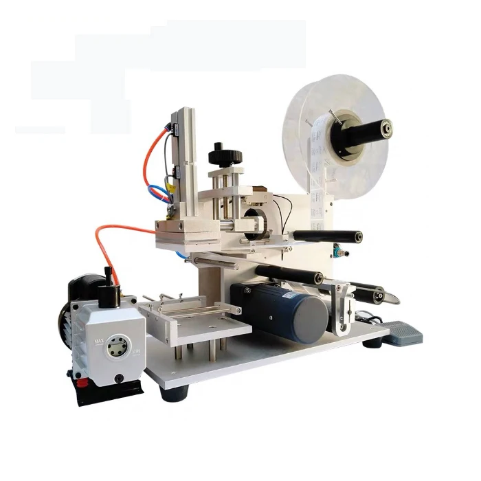 Semi automatic flat surface bottle sticker self adhesive label applicator machine