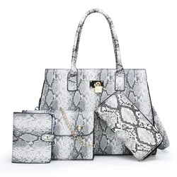 Snake Print Leather Stereotype Package Bolsa Feminina Women Tote Luxury Purses Handbags Sets