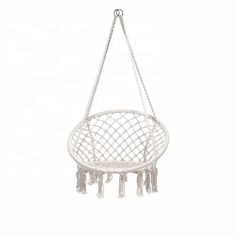 Popular on Amazon factory wholesale hanging indoor swing chair 80cm spring/autumn outing swing hanging garden chair with tassel