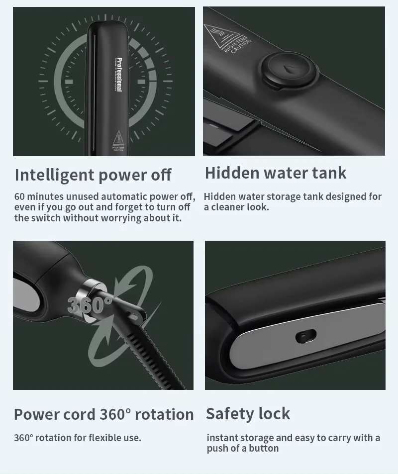 Five Plus Hot Sale Hair Keratin Steampod Vapor Professional Steam Hair Straightener Infrared Flat Iron Hair Straightening Irons