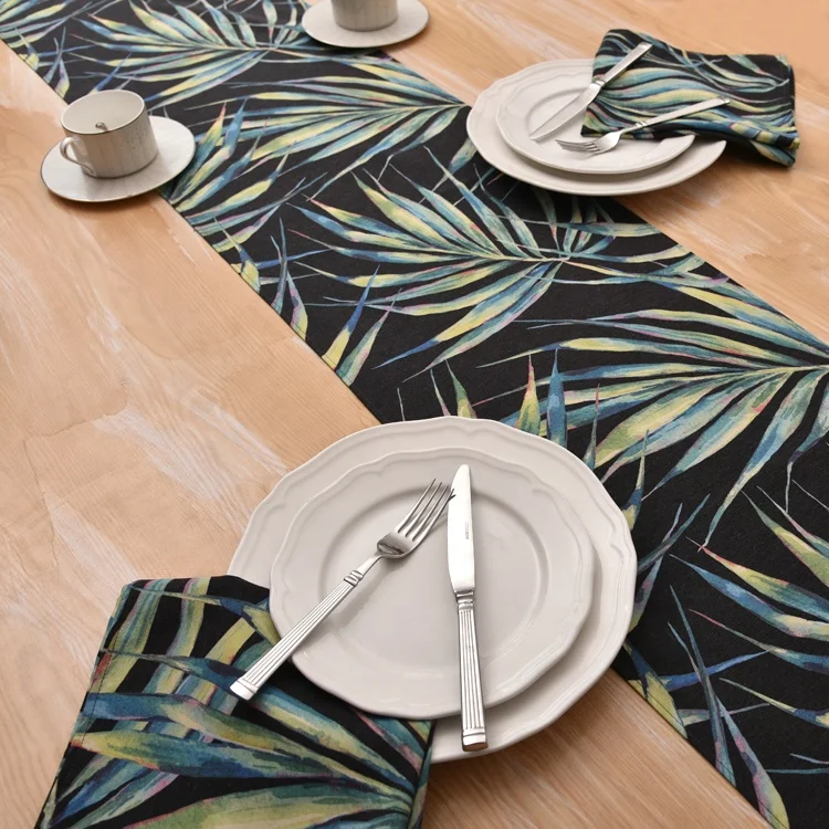 Black Leaves Fabric Tablecloth Custom Print Dinner Table Cover Rectangle Desk Cloth Covers Waterproof Table Cloth Mat