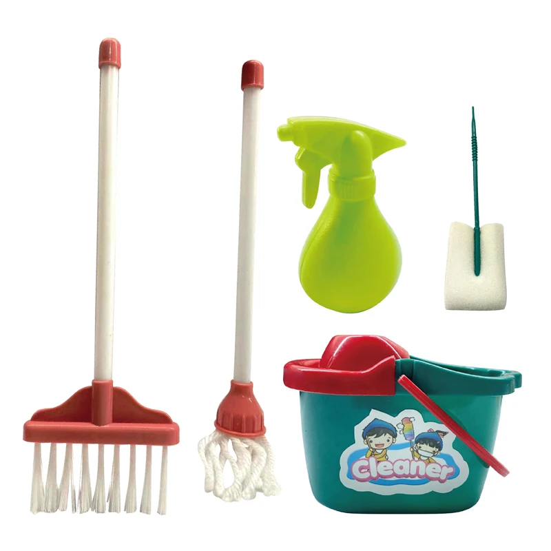 Pretend Play Accessory Sweeping And Cleaning Toys Kids Girl Mop With Cleaning Carts Clean Tool Set