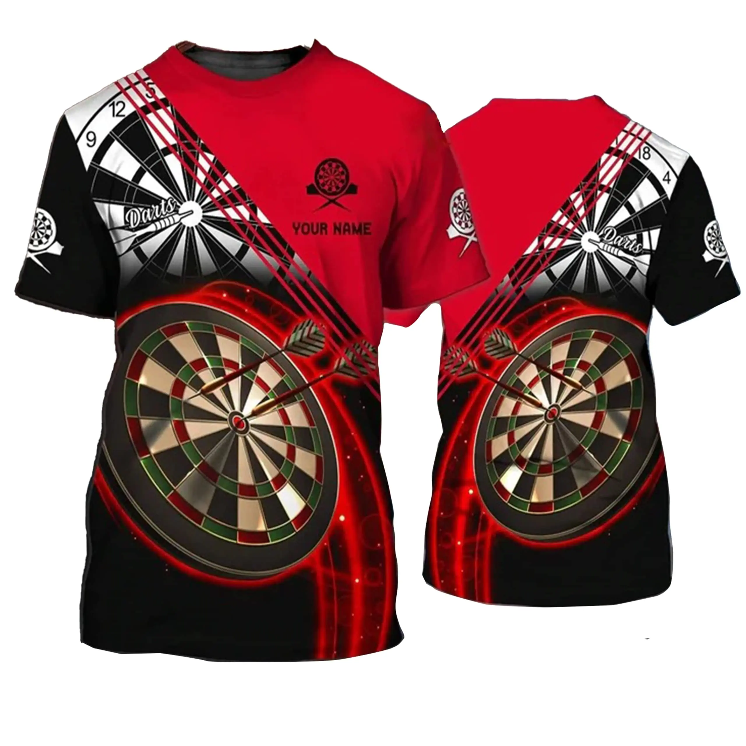 3D pattern printing Custom sublimated Name Darts Summer T-Shirt Dart Shirts