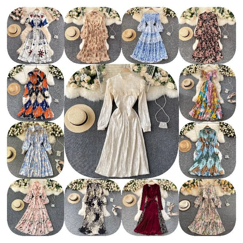 Best Selling Products 2024 Casual Summer Beach Sundress Women  Ruffle Long Maxi Cotton Linen Bohemian Dress