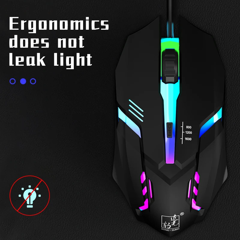 BUBM Souris геймер эргономичный LED RGB Проводная оптическая игровая мышь