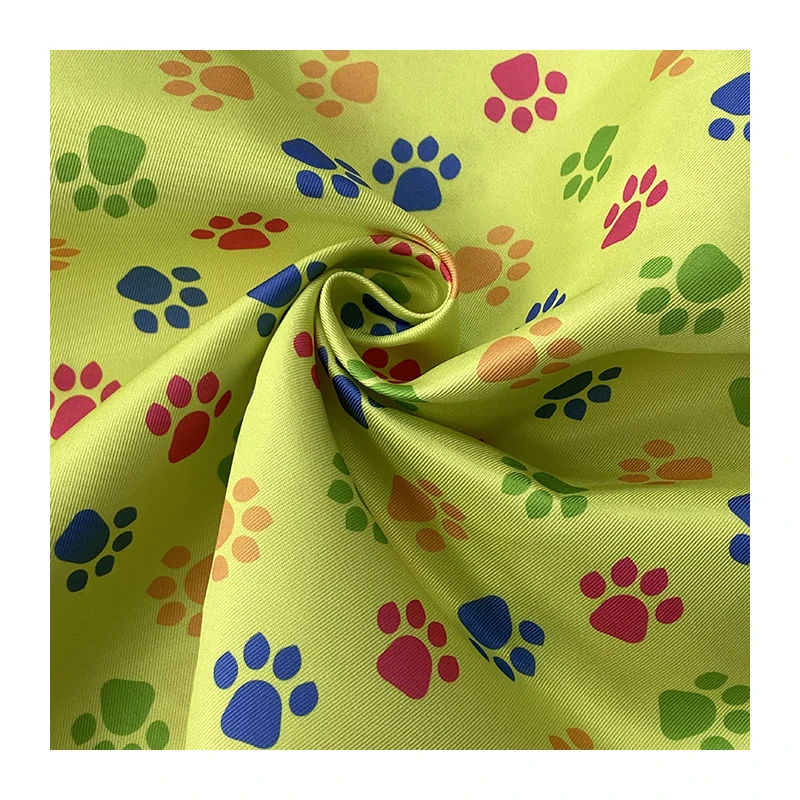 Chinese Manufacturer 100% Polyester Digital Printing Dog Paw Print Pattern Fabric Nurse Wear Material Turban Skirt Fabric